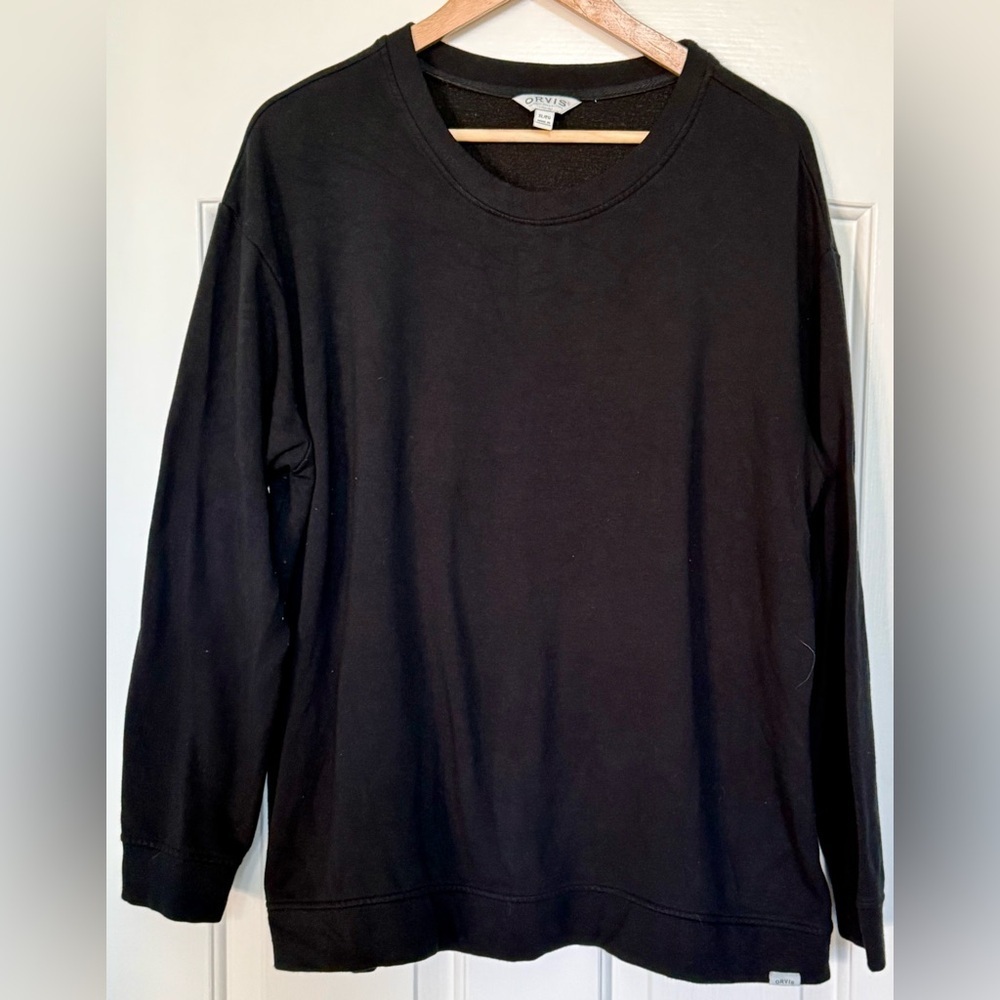 Orvis Men’s XL Black Modal Blend Crewneck Pullover Sweatshirt EUC
